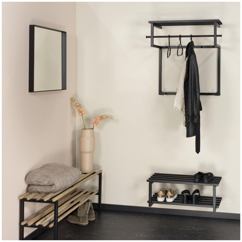 Garderobe Wandgarderobe RIZZOLI Metall Schwarz lackiert mit Hutablage