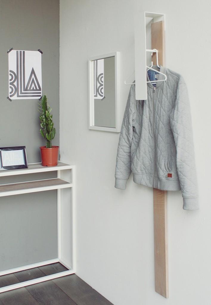 Wandgarderobe FRESH 3 Garderobe in Eiche un mit weißem Stahl von Spinder