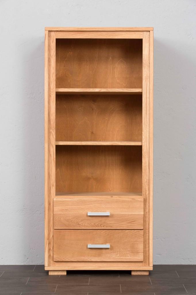 Regal Basel 139 cm 2 Schubläden - Wildeiche Massivholz geölt/gewachst