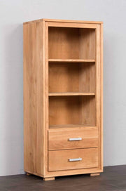 Regal Basel 139 cm 2 Schubläden - Wildeiche Massivholz geölt/gewachst