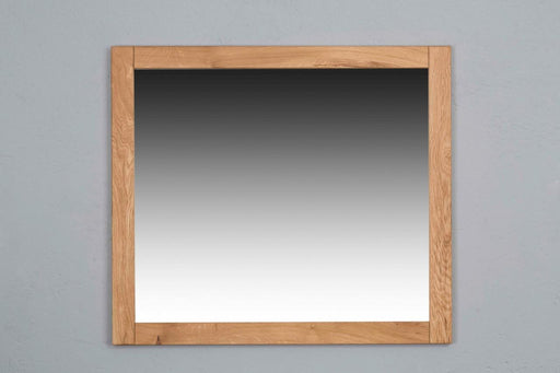 Spiegel 91 x 80 cm Basel in Wildeiche Massivholz geölt mit breitem Rahmen, Gesamtansicht.