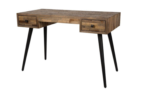 Schreibtisch LEO Platte recycled Teak mit 2 Schubläden