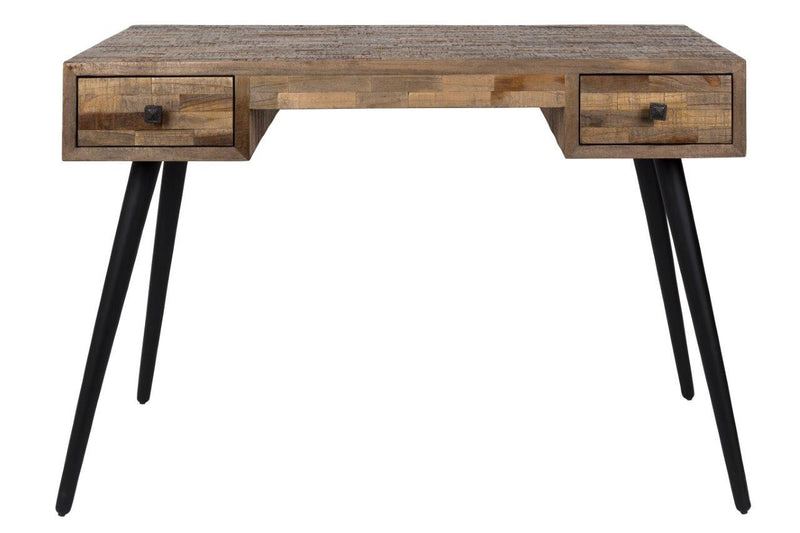 Schreibtisch LEO Platte recycled Teak mit 2 Schubläden