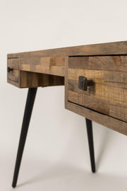 Schreibtisch LEO Platte recycled Teak mit 2 Schubläden