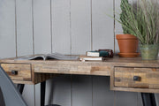 Schreibtisch LEO Platte recycled Teak mit 2 Schubläden