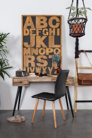 Schreibtisch LEO Platte recycled Teak mit 2 Schubläden