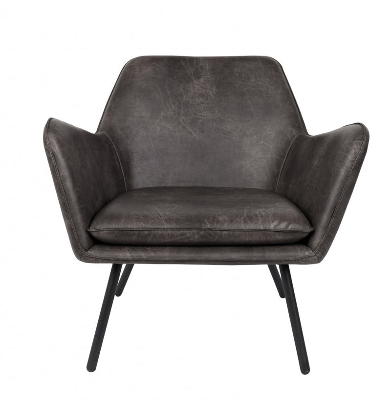 Retro Sessel BON Kunstleder Vintage Dunkelgrau