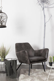Retro Sessel BON Kunstleder Vintage Dunkelgrau