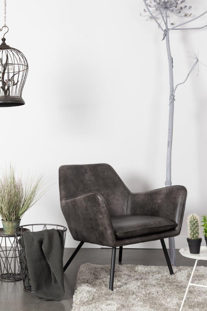 Retro Sessel BON Kunstleder Vintage Dunkelgrau