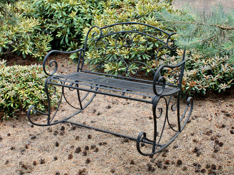 Schaukelbank DARES Gartenbank mit Armlehne Metall schwarz