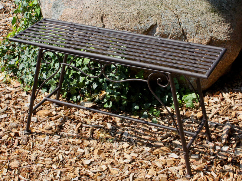 Gartenbank LORIN dunkelbraun lackiert Rost-Optik