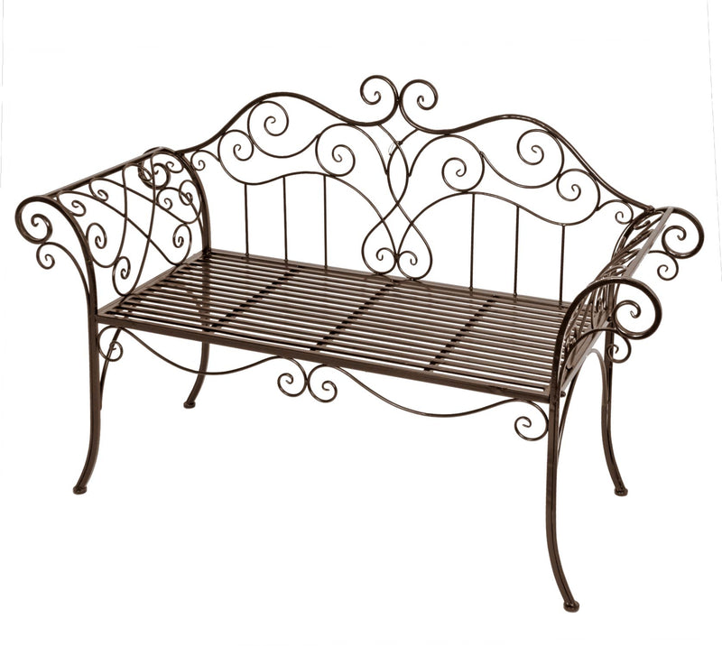 Gartenbank SELENE Metallbank 2-sitzig mit Armlehne dunkelbraun