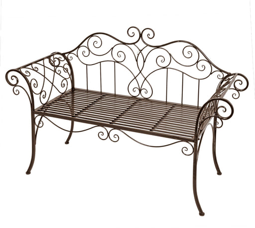 Gartenbank SELENE Metallbank 2-sitzig mit Armlehne dunkelbraun