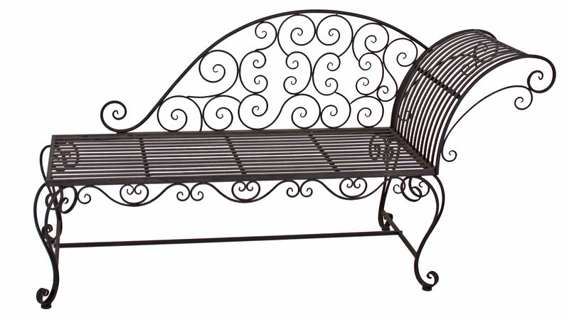 Gartenbank LEMINGTON Liegebank Chaiselongue Metall dunkelbraun