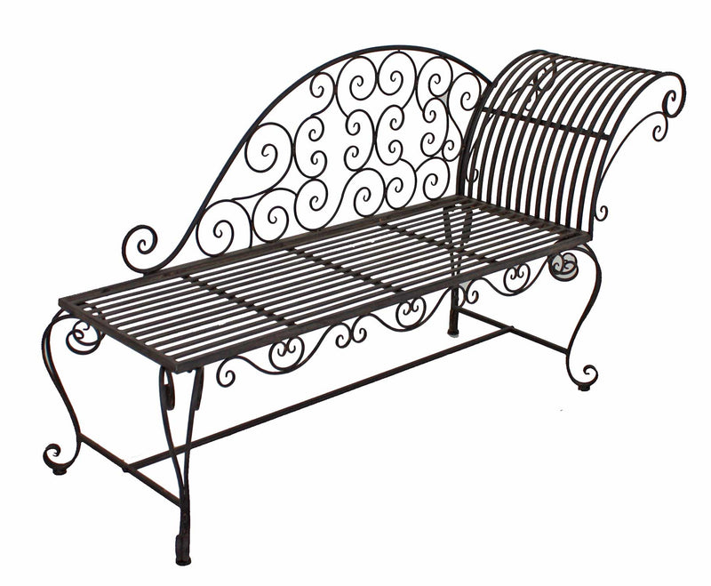 Gartenbank LEMINGTON Liegebank Chaiselongue Metall dunkelbraun