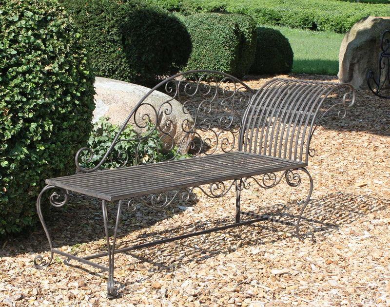 Gartenbank LEMINGTON Liegebank Chaiselongue Metall dunkelbraun