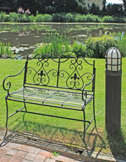 Gartenbank LANZAROTE Metallbank dunkelbraun 2-sitzig mit Armlehne