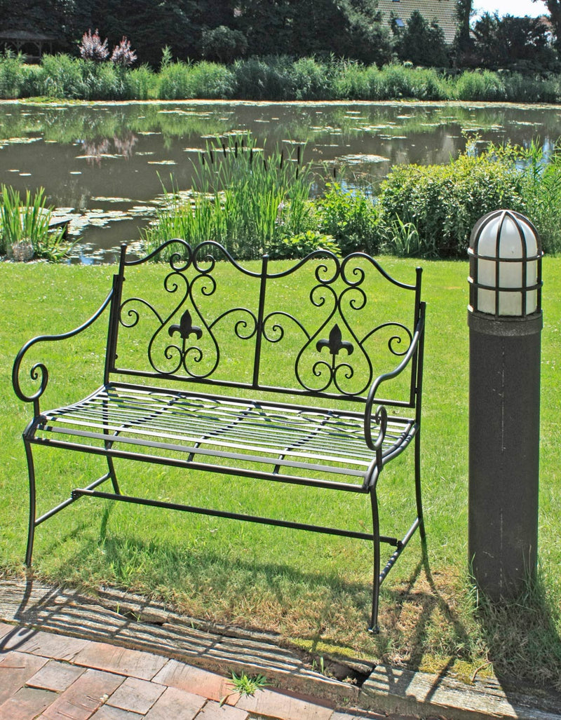 Gartenbank LANZAROTE Metallbank dunkelbraun 2-sitzig mit Armlehne