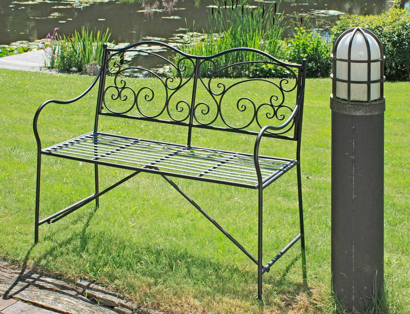 Gartenbank VESUV Metallbank dunkelbraun 2-sitzig mit Armlehne