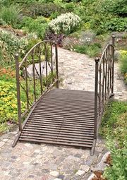 Gartenbrücke DUKONO Teichbrücke aus Metall dunkelbraun lackiert