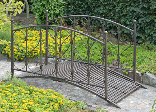 Gartenbrücke DUKONO Teichbrücke aus Metall dunkelbraun lackiert
