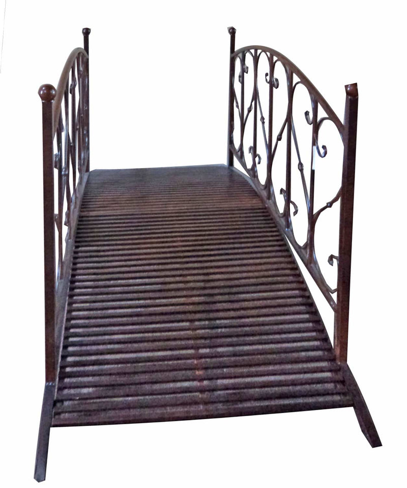 Gartenbrücke DUKONO Teichbrücke aus Metall dunkelbraun lackiert