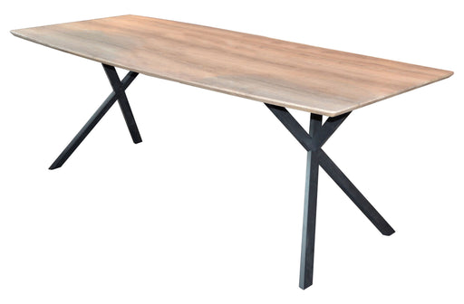 Esstisch HENK 190 x 90 cm mit Tischplatte in 3D-Eiche Antik-Effekt und schwarzen X-Beinen in Gesamtansicht.