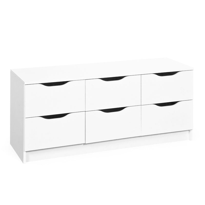 Kommode WESTPHALEN 6-B Weiß mit 6 Schubladen, 122x40x50 cm