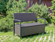 Gartenbank Truhenbank FERRARA Aluminium und Polygeflecht Coffee