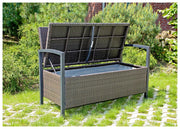 Gartenbank Truhenbank FERRARA Aluminium und Polygeflecht Coffee