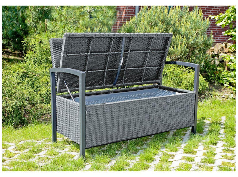 Gartenbank FERRARA Aluminium und Polygeflecht Dunkelgrau