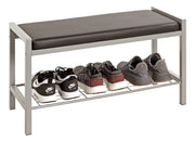 Schuhbank mit gepolstertem Sitz, Stahlrohr alu-schwarz – Ansicht 4