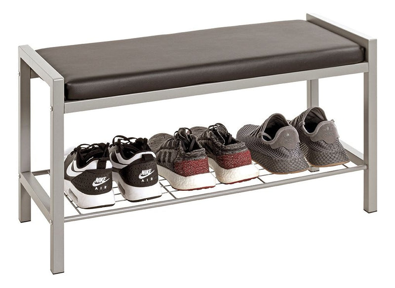 Schuhbank mit gepolstertem Sitz, Stahlrohr alu-schwarz – Ansicht 4