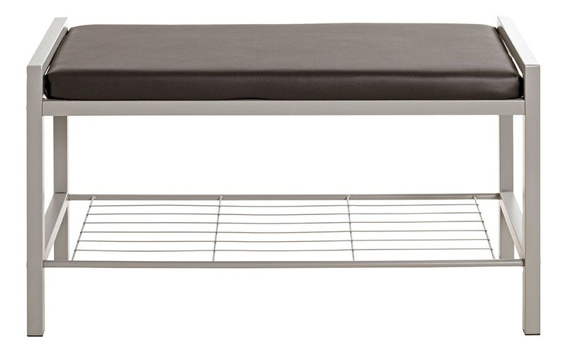 Schuhbank mit gepolstertem Sitz, Stahlrohr alu-schwarz – Ansicht 5