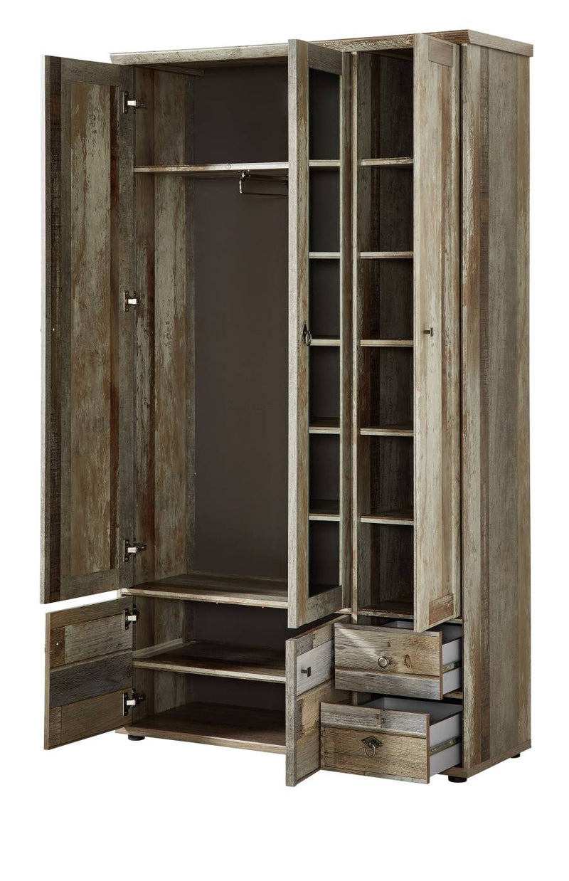 Garderobenschrank BONANZA 3-türig mit Spiegel - Driftwood Nachbildung