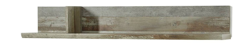 Wandboard BONANZA 130 cm – Driftwood Nachbildung in Seitenansicht mit rustikaler Holzoptik und aufgesetzter Rückwand.
