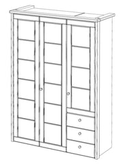 Kleiderschrank VITA SK290 3 Türen Kassetten-Front Kiefer massiv