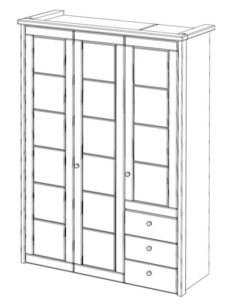 Kleiderschrank VITA SK290 3 Türen Kassetten-Front Kiefer massiv