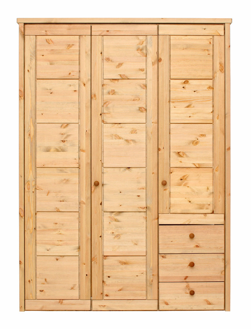Kleiderschrank VITA SK290 3 Türen Kassetten-Front Kiefer massiv