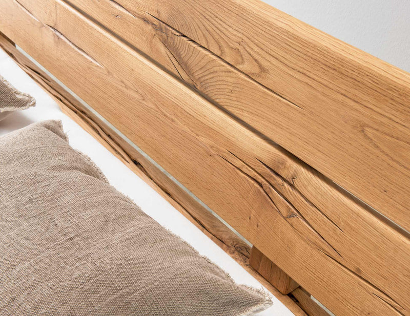 Bett Balkenbett UNIKA Massivholzbett Eiche mit geölter Oberfläche