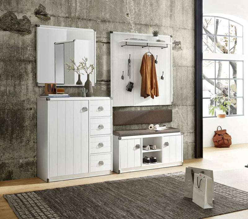 Garderobenspiegel BUDDY 90 x 80 cm Pinie weiß gebürstet
