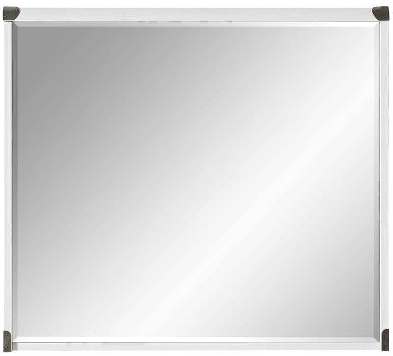 Garderobenspiegel BUDDY 90 x 80 cm Pinie weiß gebürstet