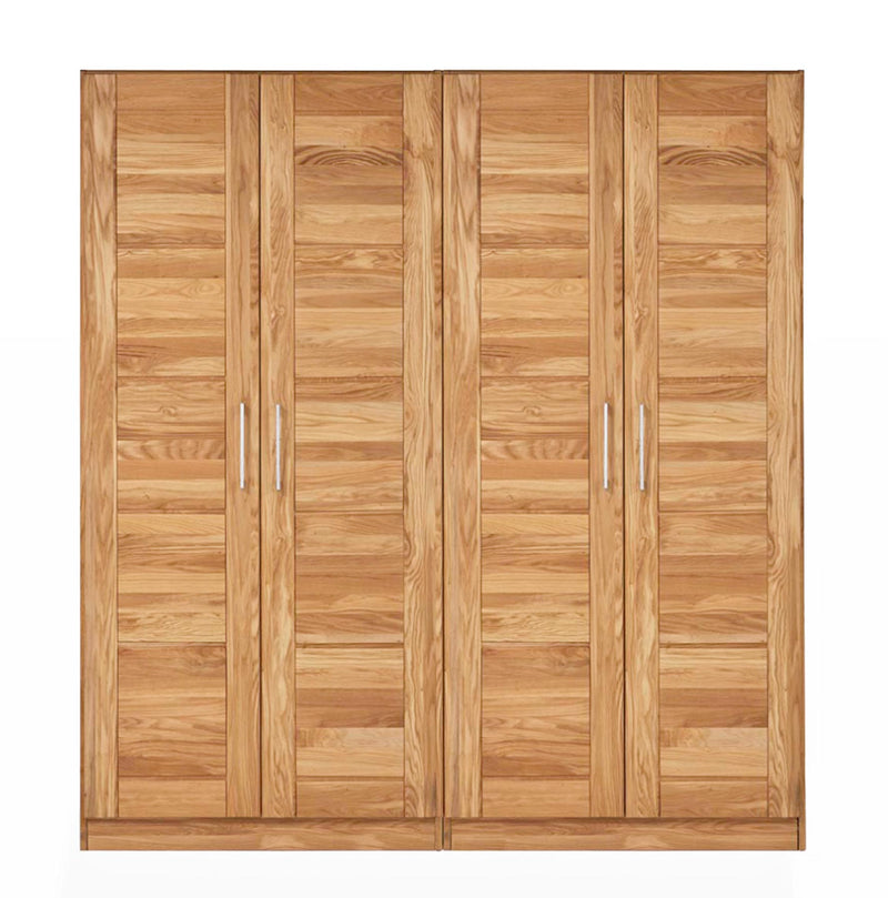 Kleiderschrank NAYA 4 Türen Wildeiche geölt mit Kassettenfront