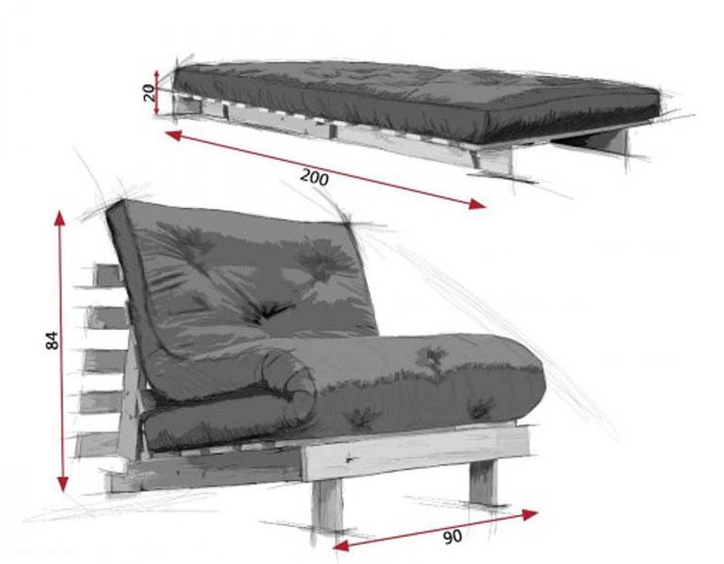 Schlafsofa ROOTS 90 cm Sofa Kiefer massiv unbehandelt von Karup