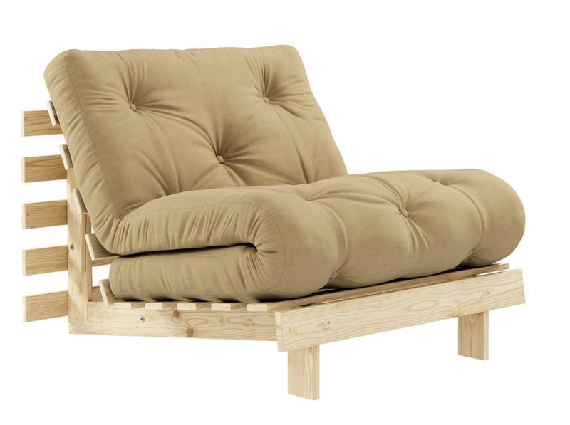 Schlafsofa ROOTS 90 cm Polster WHEARBEIGE Klappgestell Kiefer
