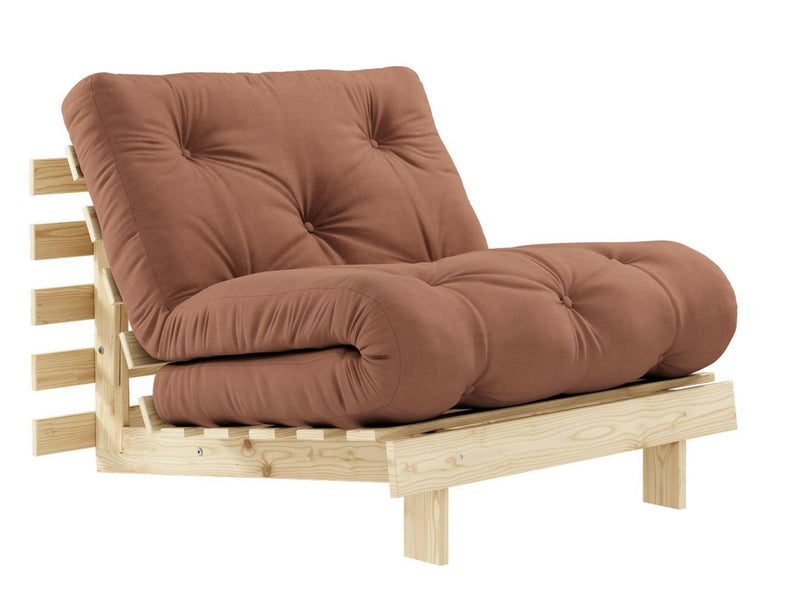 Schlafsofa ROOTS 90 cm Polster CLAYBROWN Klappgestell Kiefer