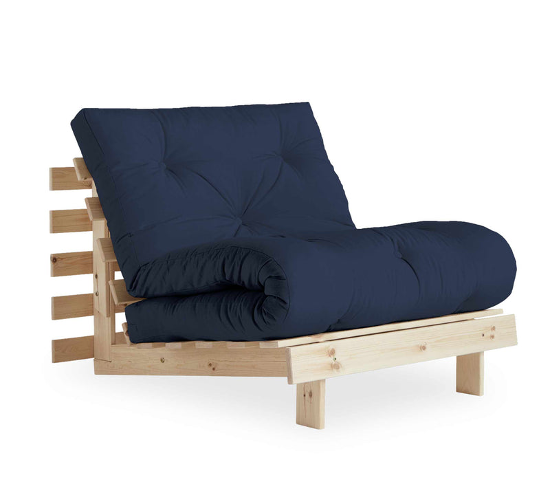 Schlafsofa ROOTS 90 cm Polster NAVY BLUE Ausziehcouch Gestell Kiefer