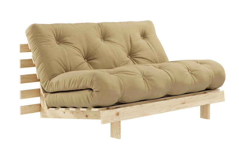 Schlafsofa ROOTS 140 cm Polster WHEATBEIGE Klappgestell Kiefer