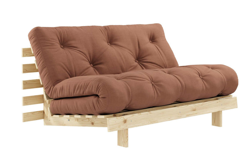 Schlafsofa ROOTS 140 cm Polster CLAYBROWN Klappgestell Kiefer