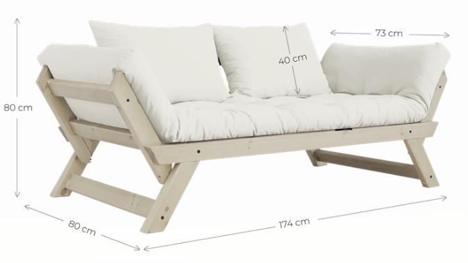 Schlafsofa BEBOP Sofa Kiefer natur lackiert abklappbar von Karup